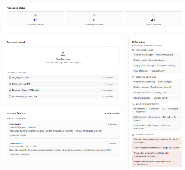 Upload documents and interview capture preview